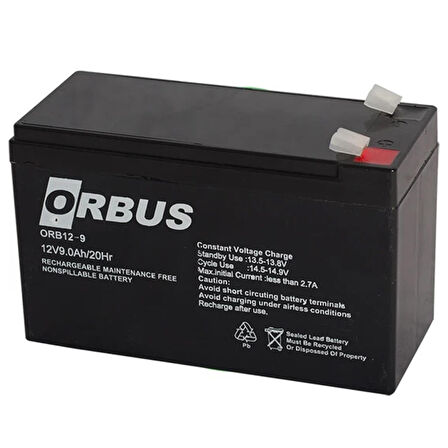 AKÜ 12 VOLT 9 AMPER ORBUS( 150 X 65 X 90 MM )