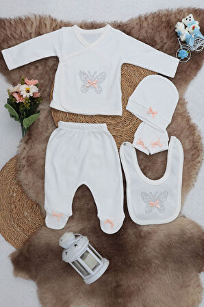 Sema Baby 5 Parça Hastane Çıkışı Zıbın Seti 0-3 Ay - Butterfly 