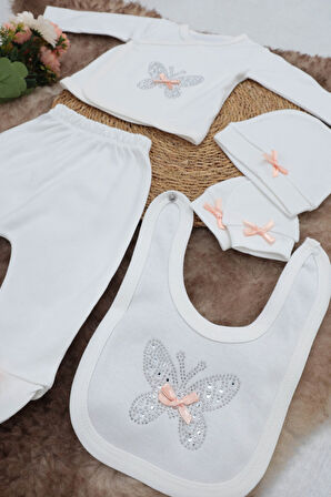 Sema Baby 5 Parça Hastane Çıkışı Zıbın Seti 0-3 Ay - Butterfly 