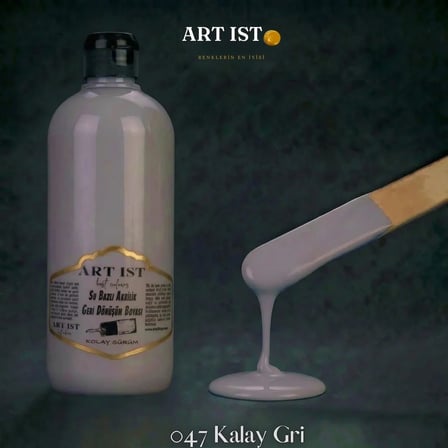 ART IST Geri Dönüşüm Su Bazlı Akrilik Boya 500 ml - 047 Kalay Gri
