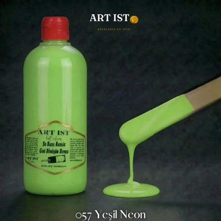 ART IST Geri Dönüşüm Su Bazlı Akrilik Boya 500 ml - 057 Yeşil Neon