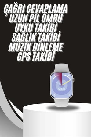 Mey İthalat Akıllı Saat Gümüş Kasa Bluetooth Kulaklık Hediyeli Çok Fonksiyonlu İkili Set