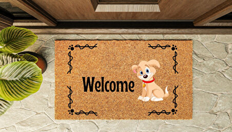 Kapı Önü Paspası Özel Tasarım Koko Model Welcome Köpek PK-1595