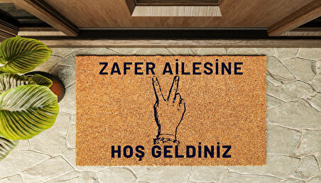 Kapı Önü Paspası Kişiye Özel Yazı Yazılır Koko Model Zafer İşareti PK-1607