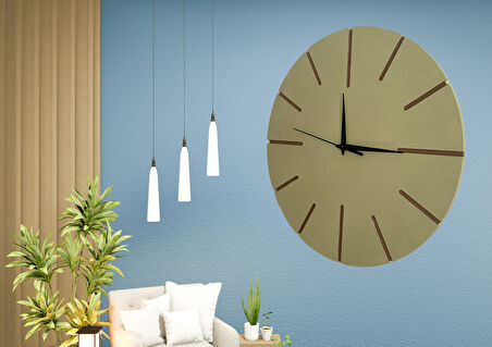 Ahşap Minimal Dekoratif Duvar Saati - 33x33 cm Bej