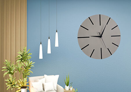 Ahşap Minimal Dekoratif Duvar Saati - 33x33 cm Gri