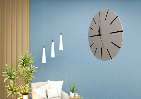 Ahşap Minimal Dekoratif Duvar Saati - 33x33 cm Gri