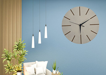 Ahşap Minimal Dekoratif Duvar Saati - 33x33 cm Krem