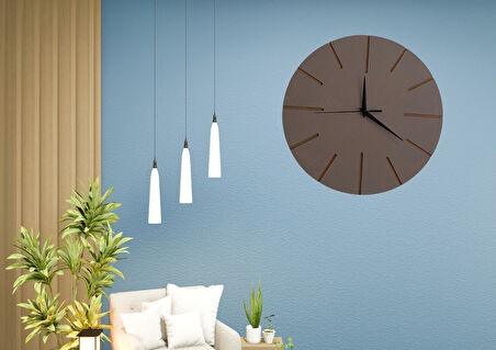 Ahşap Minimal Dekoratif Duvar Saati - 33x33 cm Vizon