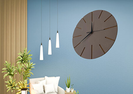 Ahşap Minimal Dekoratif Duvar Saati - 33x33 cm Vizon