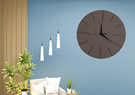 Ahşap Minimal Dekoratif Duvar Saati - 33x33 cm Vizon