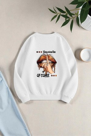 Unisex Enjoy Personel Time Tasarım Baskılı Bisiklet Yaka Sweatshirt