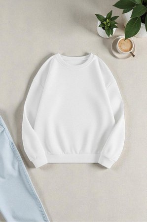 Unisex Enjoy Personel Time Tasarım Baskılı Bisiklet Yaka Sweatshirt