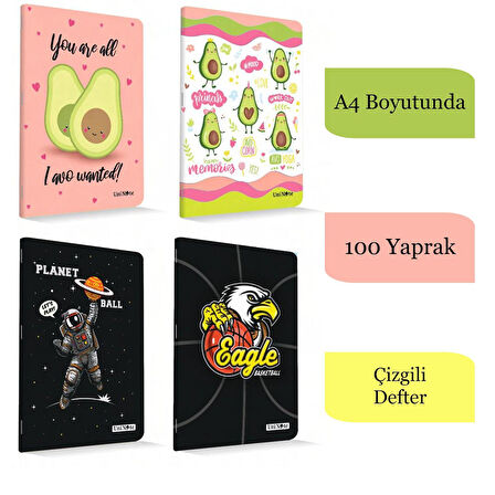 Çınar Uninote A4 100 Yaprak Karton Kapak Dikişli Defter
