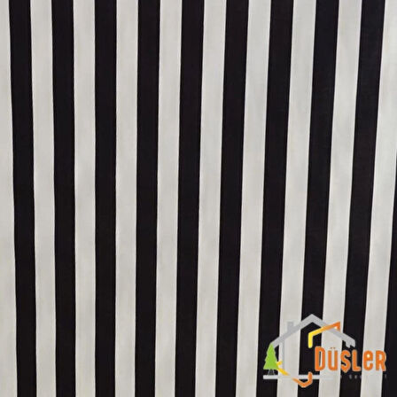 Siyah Beyaz Şeritli Çizgili Desenli Su ve Leke İtici Panama Keteni Küçükçalık Premier Duck Kumaş Bezi 100x180