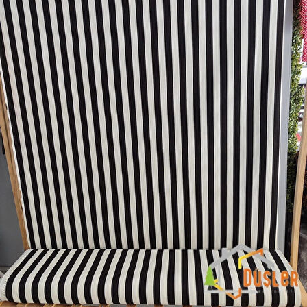 Siyah Beyaz Şeritli Çizgili Desenli Su ve Leke İtici Panama Keteni Küçükçalık Premier Duck Kumaş Bezi 100x180