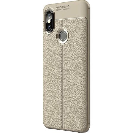 Smcase Xiaomi Mi Max 3 Deri Dokulu Silikon Kılıf  Nano Ekran Koruyucu