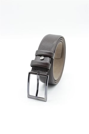Kahverengi Classic Suni Deri Dikişli Kemer 1046260202
