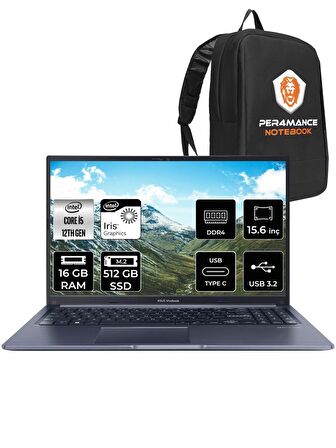 ASUS Vivobook 15 X1502ZA i5 1235U 16GB RAM 512GB SSD 15.6'' FHD FDOS EJ1069 & PER4 ÇANTA