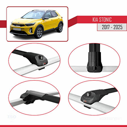 Kia Stonic 2017 ve Sonrası ile Uyumlu ACE-1 Ara Atkı Tavan Barı Siyah 2 Adet