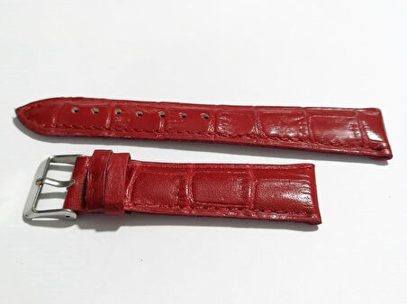 Fado&Her Saate Uyumlu Hakiki  Dana  Derisi  Saat Kordonu 20   mm ( 126 ) kırmızı