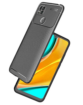 Gpack Xiaomi Redmi 9c Kılıf Negro Karbon Dizayn SilikonNano Glass