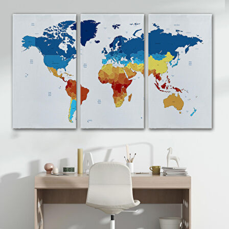 Harita Sepeti Dünya Haritası Dekoratif Kanvas Tablo 1047