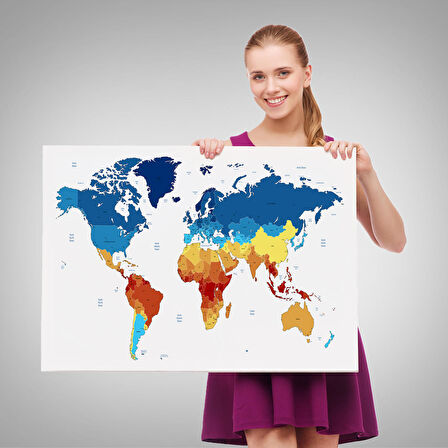 Harita Sepeti Dünya Haritası Dekoratif Kanvas Tablo 1047