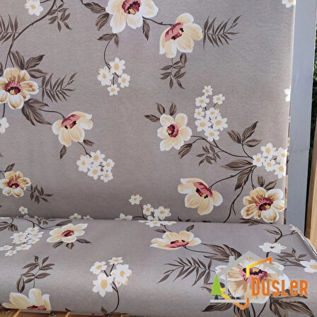 Açık Kahverengi Çiçek Desenli Saten Kumaş Bezi 100x180