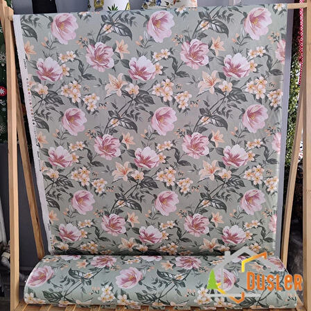 Mint Yeşili Çiçek Desenli Saten Kumaş Bezi 100x180