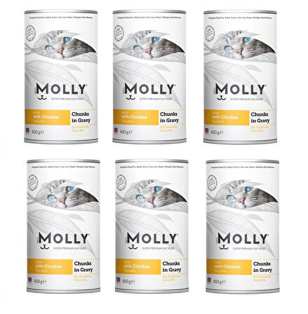 Molly Tavuklu Gravy Soslu Kedi Konservesi 400 Gr. X 6 Adet