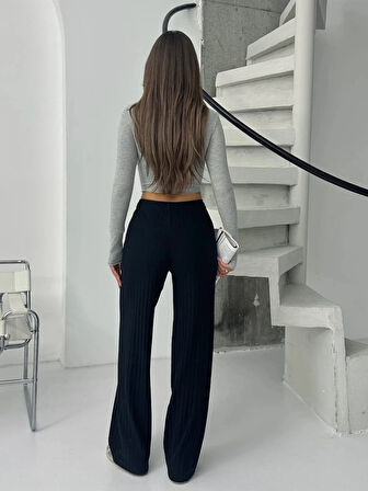 Fitilli şardonlu pantolon siyah a4058