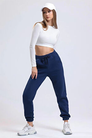 3 iplik şardonlu paça lastikli eşofman lacivert is001