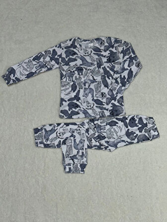 3-6 yaş alt üst pijama takımı kız çocuğu lacivert
