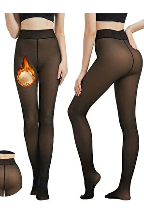 TERMAL PELUŞ SİYAH KÜLOTLU ÇORAP PKC-581