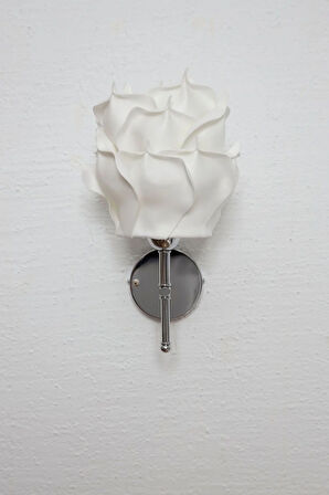 Dekor Eva Gül Üst Beyaz-alt Gümüş Kablosuz Pilli Ledli Duvar Aydınlatması Aplik