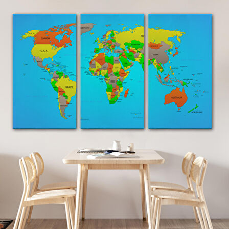 Harita Sepeti Dünya Haritası Dekoratif Kanvas Tablo 1048