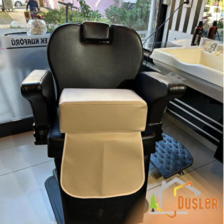 Krem Çocuk Tıraş Koltuğu Yükseltici, Çocuk Berber Koltuğu Traş Pufu, Çocuk Yükseltici Minder, Çocuk Kuaför Minderi