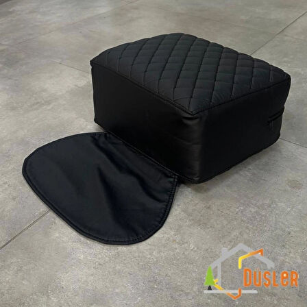 Siyah Baklava Desenli Çocuk Tıraş Koltuğu Yükseltici, Çocuk Berber Koltuğu Traş Pufu, Çocuk Yükseltici Minder, Çocuk Kuaför Minderi