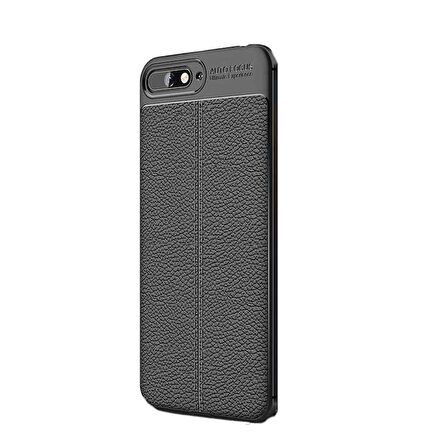 Smcase Huawei Y6 2018 Deri Dokulu Silikon Kılıf