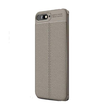 Smcase Huawei Y6 2018 Deri Dokulu Silikon Kılıf
