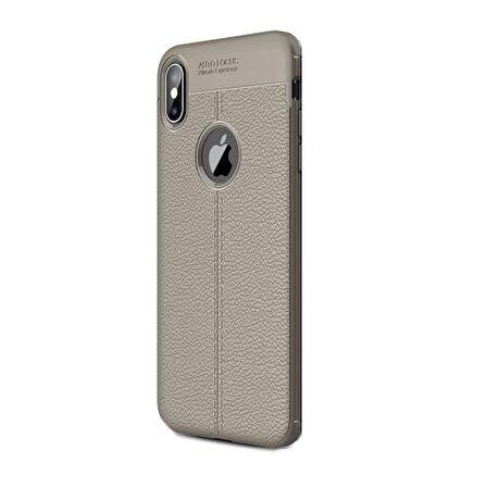 Smcase iPhone XS Max Kılıf Deri Dokulu Silikon 