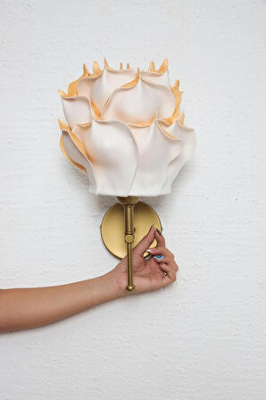 Dekor Eva Gül Üst Eskitme Gold-alt Eskitme Kablosuz Pilli Ledli Duvar Aydınlatması Aplik