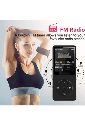 1049MP 8GB Hafıza Kartı Hediyeli Ekranlı Mp3 Çalar Dahili Hoparlör Fm Radyo Bluetooth Müzik Çalar