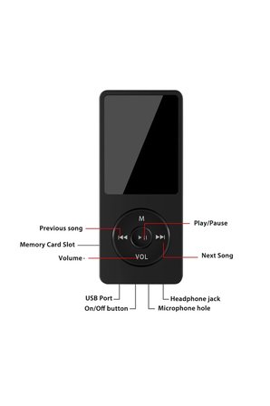 1049MP 8GB Hafıza Kartı Hediyeli Ekranlı Mp3 Çalar Dahili Hoparlör Fm Radyo Bluetooth Müzik Çalar