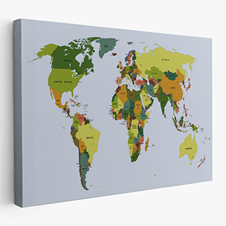 Harita Sepeti Dünya Haritası Dekoratif Kanvas Tablo 1049