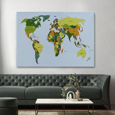 Harita Sepeti Dünya Haritası Dekoratif Kanvas Tablo 1049