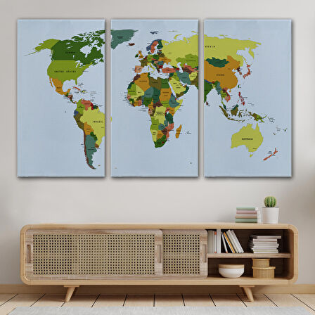 Harita Sepeti Dünya Haritası Dekoratif Kanvas Tablo 1049