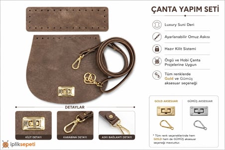 Minibag Çanta Seti Luxury Suni Deri Kahverengi  - 1 ADET