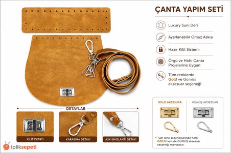 Minibag Çanta Seti Luxury Suni Deri Hardal  - 1 ADET